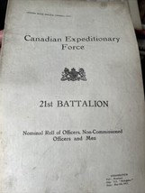 Canadian Expeditionary Force 21st Battalion Nominal Roll Officers Non-Co... - £57.39 GBP