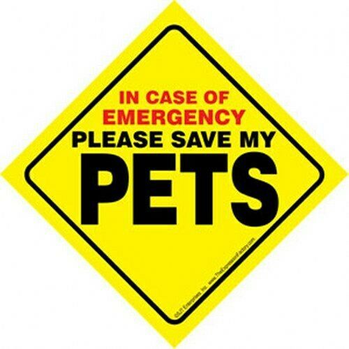 In Case of Emergency Please Save My PETS Bright Window Sign FREE Suction... - $5.89