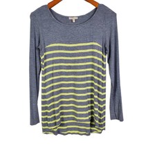 Bordeaux Womens Thermal Top Size L Gray/Yellow Stripe Long Sleeve Scoop ... - £17.81 GBP