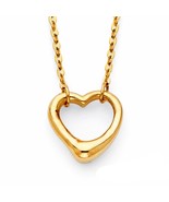 14K Yellow Gold Floating Open Heart Necklace - $360.85 CAD