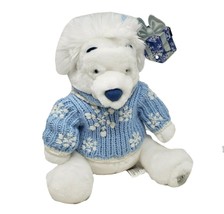 Disney Store Winnie The Pooh White Winter Sweater Snow Stuffed Animal Plush Toy - £34.17 GBP