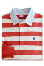 Brooks Brothers Original Fit Red White Striped Rugby Polo Shirt, Large L... - £81.95 GBP