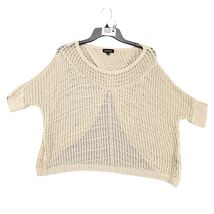 Bebe Beige Open Back Knit Sweater Women&#39;s M/L Boxy Crop Short Sleeve Y2K... - $33.60 CAD