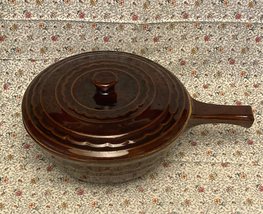 Vintage Mar-Crest Daisy &amp; Dot French handled casserole with lid Colorado Brown - £15.98 GBP