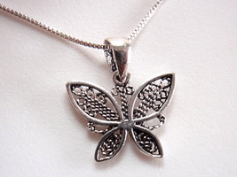 Butterfly Detailed Wings Necklace 925 Sterling Silver Corona Sun Jewelry - £9.95 GBP