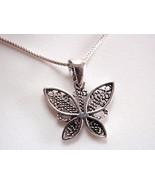 Butterfly Detailed Wings Necklace 925 Sterling Silver Corona Sun Jewelry - £10.06 GBP