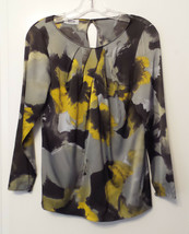 MOSCHINO Silk Gray Yellow Floral Abstract Print Top Size S (6) IT40 - £46.38 GBP