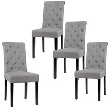 Costway 4PCS Tufted Dining Chair Parsons Upholstered Fabric Chair w/ Wooden Legs - £337.81 GBP