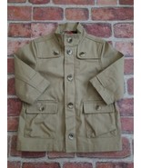 Janie &amp; Jack Boys Jacket 6-12m Cotton Canvas Khaki Tan Pockets Zip Butto... - $27.72
