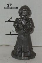 3" Souvenir Metal Pewter Statue Girl with Bouquet - $14.80