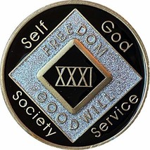 31 Year Black and Silver NA Medallion Official Narcotics Anonymous Chip - $38.60