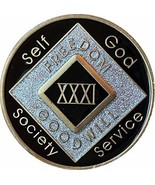 31 Year Black and Silver NA Medallion Official Narcotics Anonymous Chip - £30.35 GBP