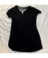 Terra &amp; Sky Cross Back Soft Shirt Dress Top Blouse Black 1X ( 16W-18W) - $15.36 CAD