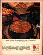 1964 Campbell&#39;s Beef Up Lunch Vegetable Beef Soup Vintage Print Ad c2 - £19.20 GBP