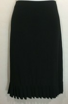Susan Lawrence Womens Black Pleated Ruffle Trim Skirt Modest Large - $34.99