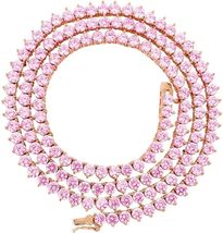 10 Ct Round Cut Pink Sapphire 18 Inches Tennis Necklace 14k Rose Gold Finish  - £273.44 GBP