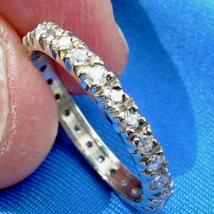 Earth mined Diamond Deco Wedding Band Vintage Anniversary Eternity Ring Size 8.5 - $3,024.89 CAD