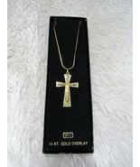 Large Crucifix Pendant 14 Kt Gold Overlay 17&quot; Chain Necklace in Executiv... - £13.43 GBP