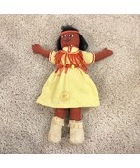 Handmade Native-Inspired Cloth Doll With Yellow Dress Fringe Details - €17,63 EUR