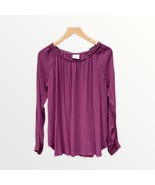 Knox Rose Pink Peasant Blouse Womens Small Rayon Top Lace Detail Button ... - $13.66