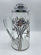 Vintage Sterling Silver Overlay Glass Pitcher Flowers Floral Bs310 - $9.79