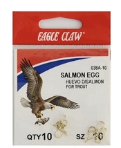 Eagle Claw Salmon Egg Fish Hooks, Size 10, Pack of 10, 038A-10 - £3.09 GBP