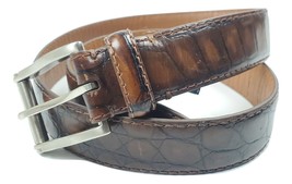 J Campbell Men&#39;s Brown Animal Print Genuine Italian Leather Belt Size 32 - $3.99