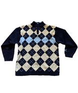 VTG South Pole Sweater Adult Large Blue Tan Quarter Zip Pullover Argyle ... - $27.10