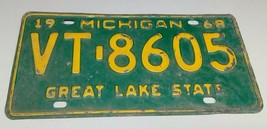 1968 Original Michigan State Auto License Plate VT-8605 Classic Vintage Vehicle - £19.36 GBP