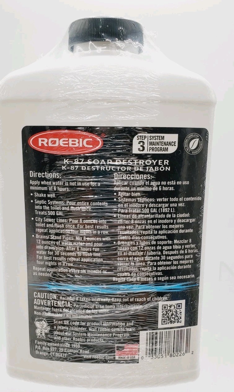 Roebic 32 Oz. Soap Destroyer Drain Opener & Cleaner Professional Strength Item image 2