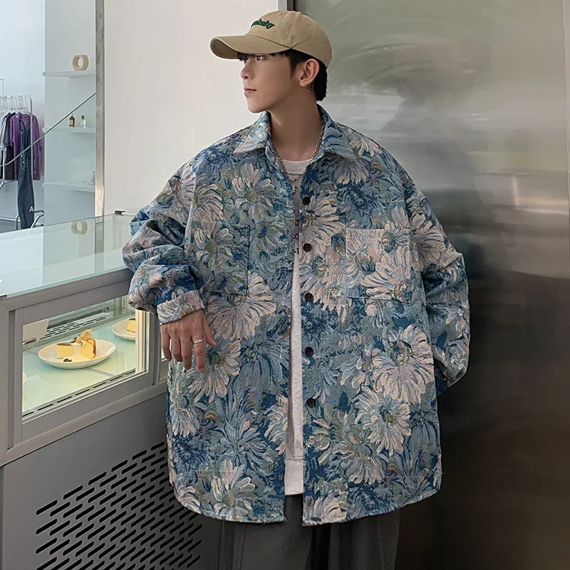 LAPPSTER Men Harajuku Oversized Vintage Bomber Jacket  Mens Tie Dye Korean Fashi - £165.35 GBP