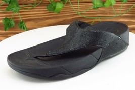 FitFlop Sz 8 M Black Flip Flop Fabric Women Sandals - £13.19 GBP
