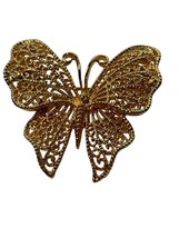Napier Butterfly Brooch Pin Gold Tone Metal Filigree Vintage 1980s - £10.78 GBP