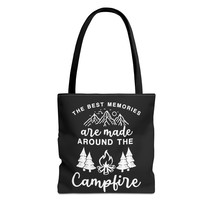 Personalized Tote Bag: Black and White Campfire Memories Design, Durable... - $21.63+