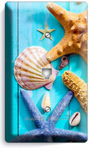 Hd Rustic Turquoise Wood Nautical Sea Shell Starfish Phone Telephone Plate Cover - £9.65 GBP