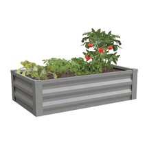 Gray Powder Coated Metal Raised Garden Bed Planter Made In USA - £130.36 GBP