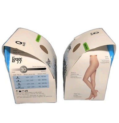 2 x Sz Q Queen L'eggs Leggs Sheer Energy Medium Support NUDE Pantyhose Hosiery Item image 2