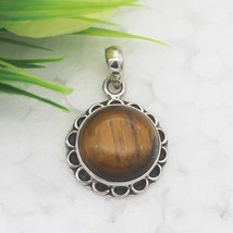 925 Sterling Silver Tiger Eye Necklace Handmade Jewelry Gemstone Necklace - £31.67 GBP