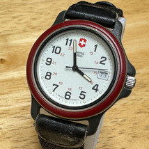 Vintage Swiss Army Quartz Watch Men 50m Red Bezel Date Nylon Analog New ... - £52.30 GBP