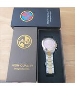 AJ Custom stainless steel watch silver and gold with pink dial - $45.00