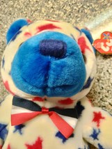 Ty Beanie Buddies Blue Nosed Bear With Red And Blue Stars, From the Beanie Babie - £19.53 GBP