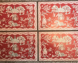 Set of 4 Vintage Placemats Red &amp; White Southern Belle Farm Wood Board Ma... - $30.64