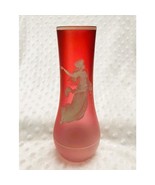Vintage Fenton Cranberry Ombre Glass, Mary Gregory Cameo Hand Painted Va... - $906.84 MXN