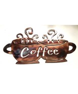 Coffee Cups Copper and Bronzed Plated Metal Wall Art Piece 16 1/2" x 9 1/2" - $37.98