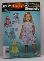 Vintage Simplicity 4250 Sewing Pattern Child's Sz 3-8 Dress and Purse - £14.94 GBP