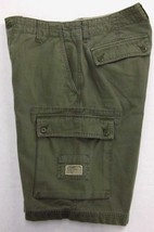 Chaps Denim Men&#39;s W30 (8) Pocket Green 100% Cotton Button Flap Cargo Shorts - $18.20