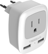 European Travel Plug Adapter International Power Plug with 2 USB Ports C... - £25.92 GBP