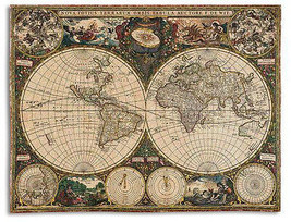 72x54 OLD WORLD MAP Globe Tapestry Afghan Throw Blanket - £50.49 GBP