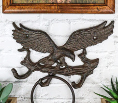 Cast Iron Rustic American Patriotic Bald Eagle 3-Peg Coat Keys Leash Wall Hooks - $19.99