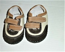 Pediped Boy Cream/Tan/Brown Leather Shoes 0-3-6 mos soft sole crib - £12.65 GBP